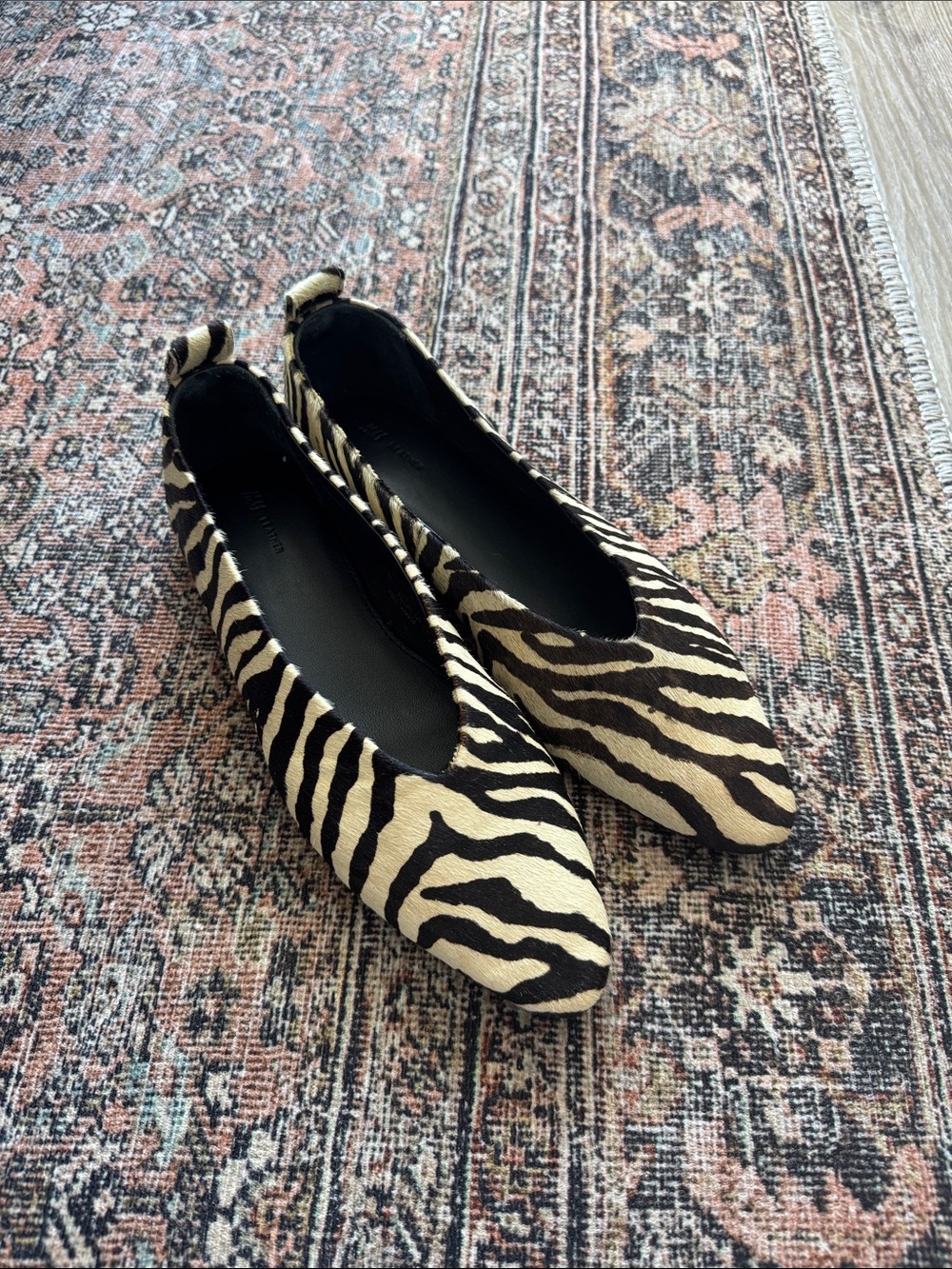 H&M leather calf hair flats